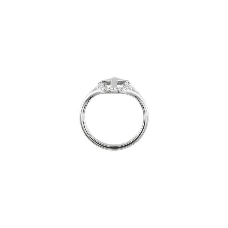 Diamond French-Set Halo Cross Ring (White 14K) setting - Popular Jewelry - New York