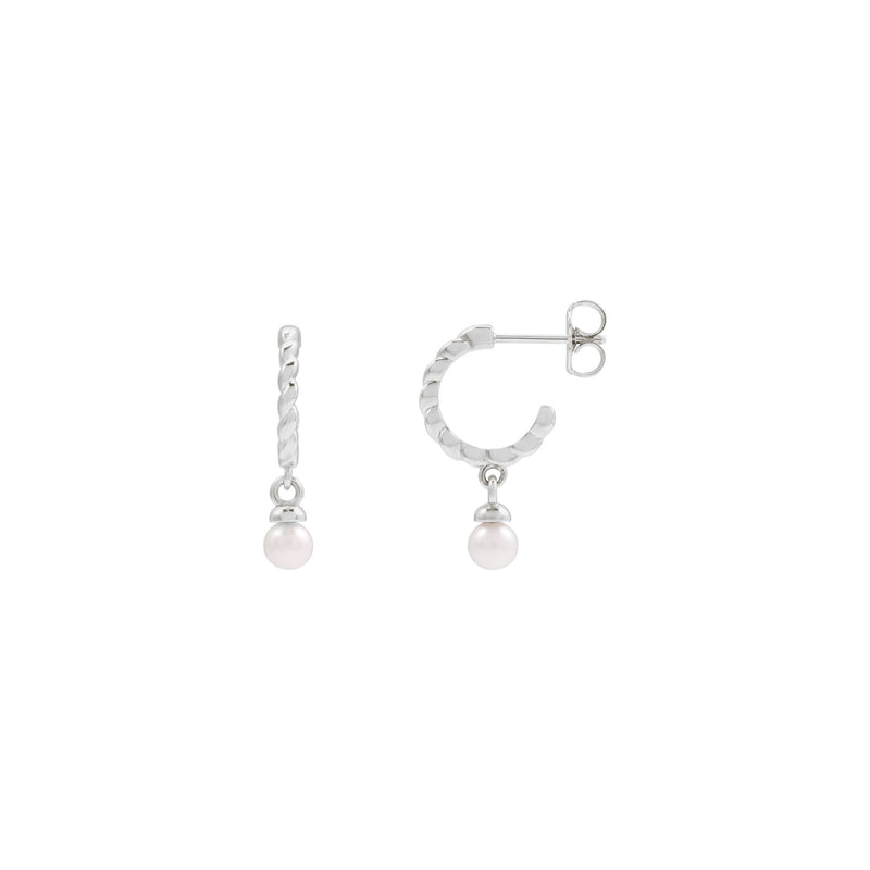 Freshwater Pearl Dangling Rope Hoop Earrings (14K)