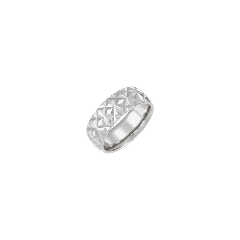 Front view of a 14k white gold Geometric Pattern Ring