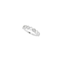 Diagonal view of a 14K white gold Hexagon Row Sequence Ring