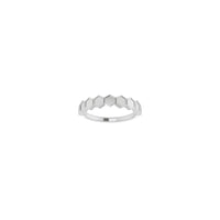 Front view of a 14K white gold Hexagon Row Sequence Ring