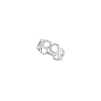 Diagonal view of a 14K white gold Hexagon Sequence Ring