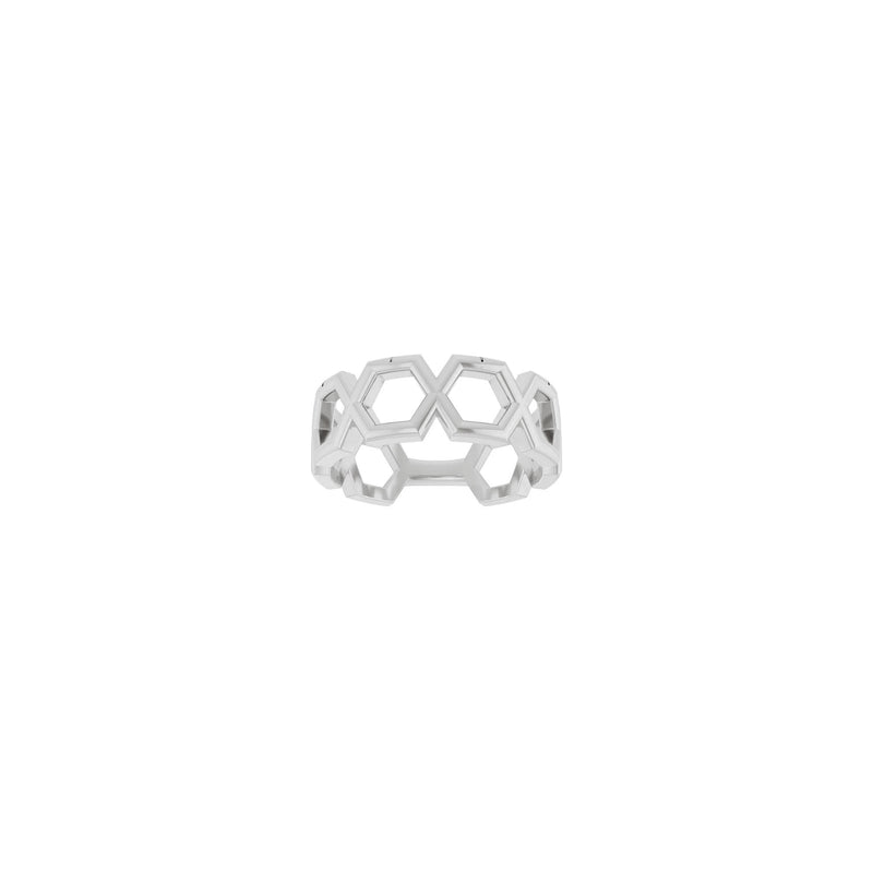 Front view of a 14K white gold Hexagon Sequence Ring