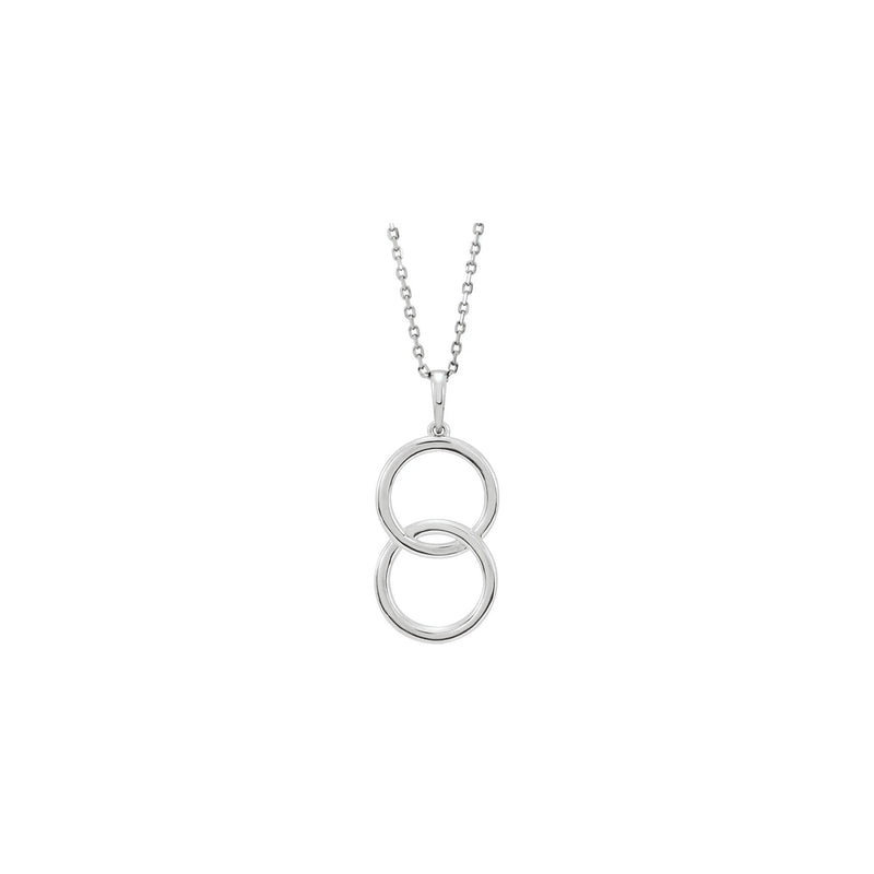 Front view of a 14K white gold Interlocking Circle Necklace