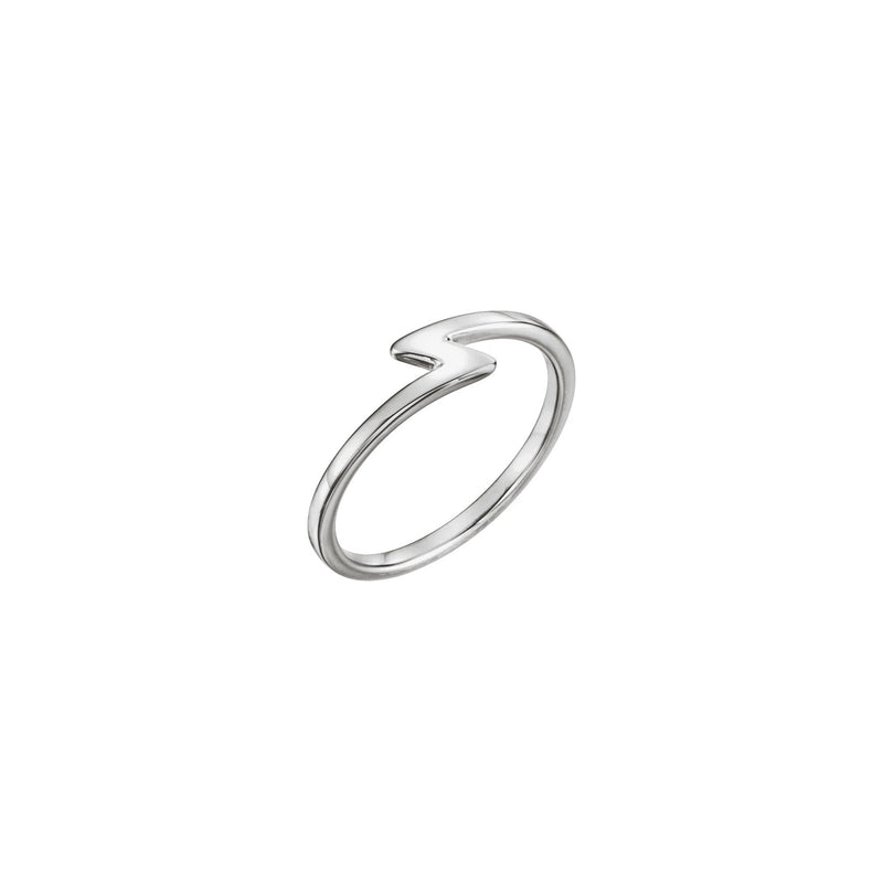 Main view of a shiny 14K white gold Lightning Stackable Ring