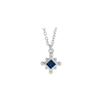 Natural Blue Sapphire Beaded Bezel Set Necklace (14K)