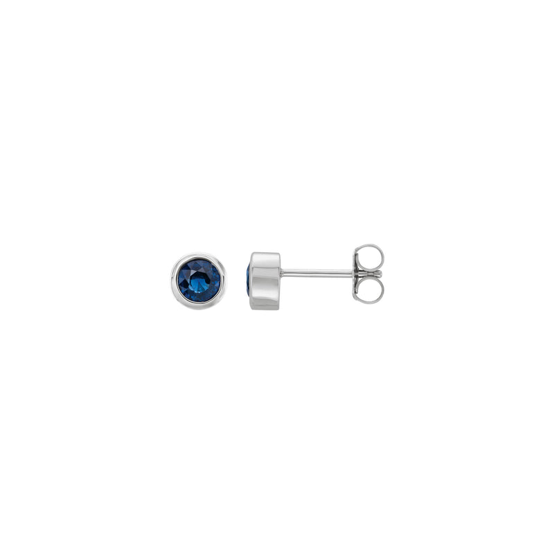 Natural Blue Sapphire Bezel Stud Earrings (14K)