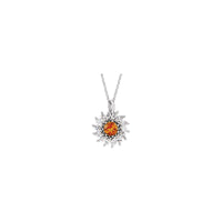 Natural Citrine and Marquise Diamond Halo Necklace