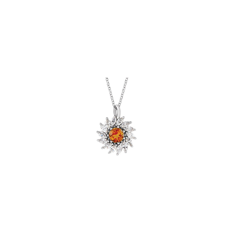 Natural Citrine and Marquise Diamond Halo Necklace