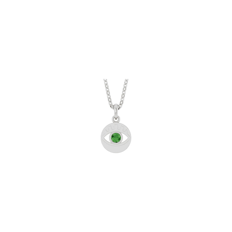 Natural Green Tourmaline Evil Eye Necklace