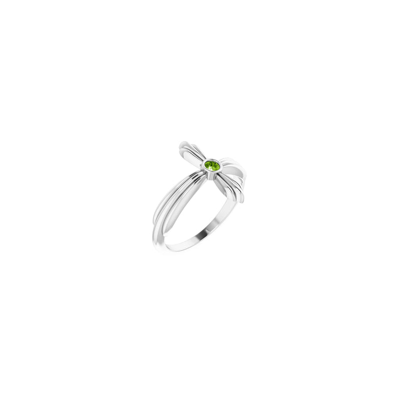 Natural Peridot Sideways Ribbed Cross Ring