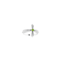 Natural Peridot Sideways Ribbed Cross Ring