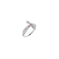 Natural Pink Tourmaline Sideways Ribbed Cross Ring