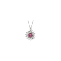 Natural Pink Tourmaline and Marquise Diamond Halo Necklace