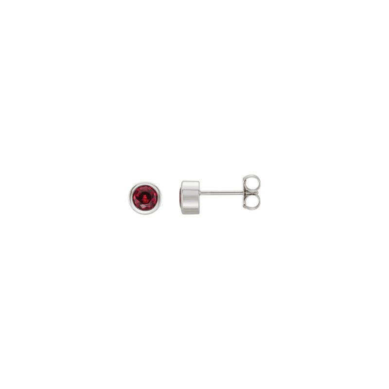 Natural Ruby Bezel Stud Earrings (14K)