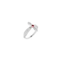 Natural Ruby Sideways Ribbed Cross Ring