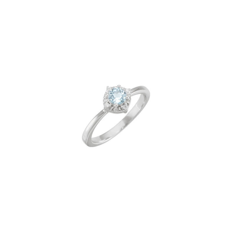 Natural Sky Blue Topaz and White Diamond Halo-Style Ring