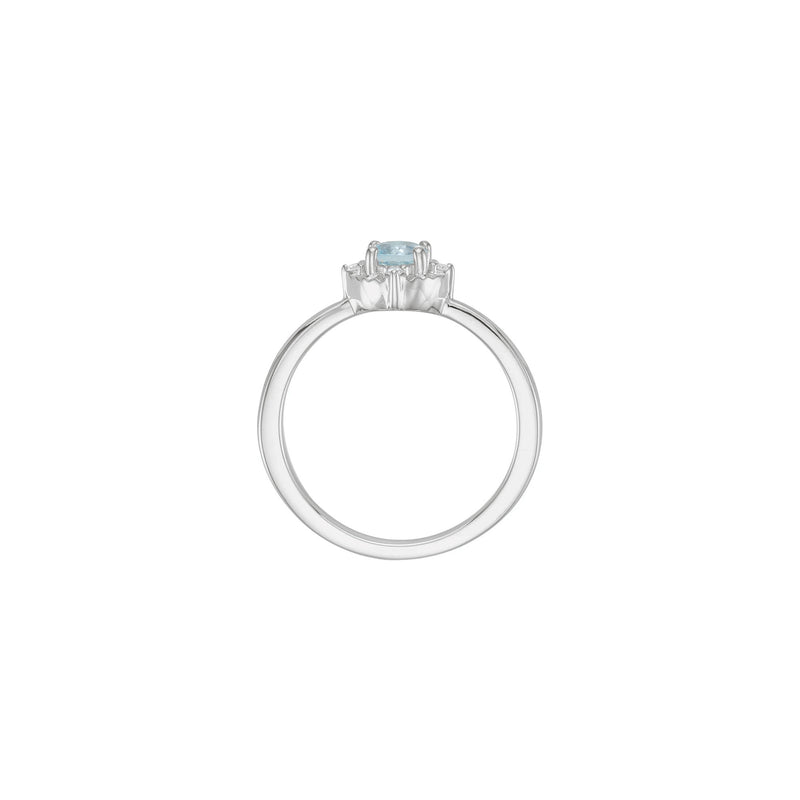 Natural Sky Blue Topaz and White Diamond Halo-Style Ring