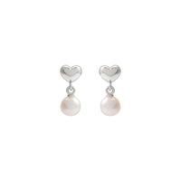 Pearl Dangle Heart Earrings