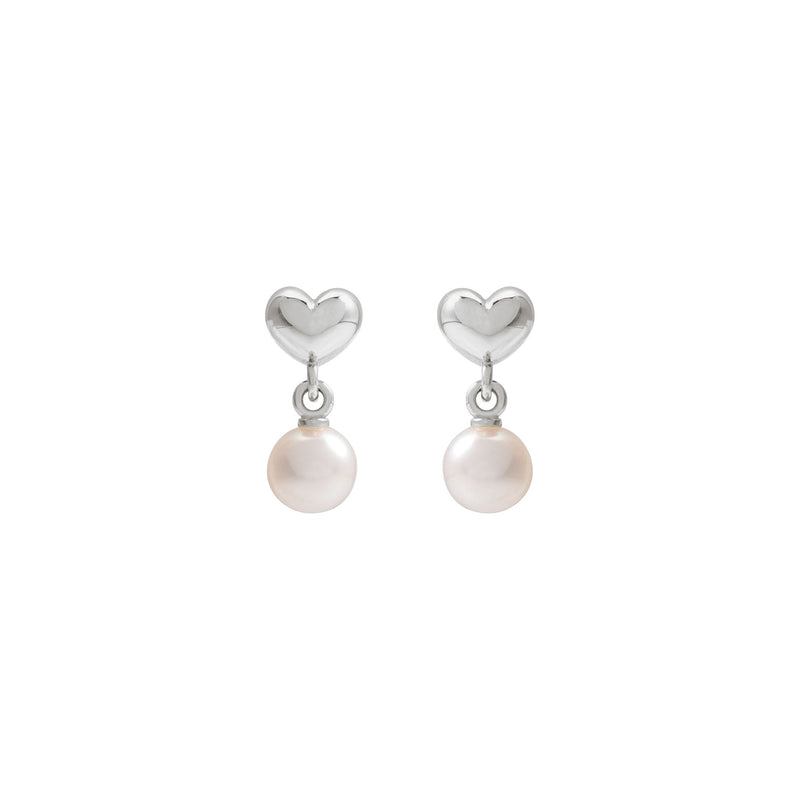 Pearl Dangle Heart Earrings