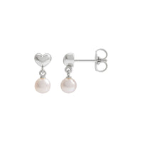 Pearl Dangle Heart Earrings