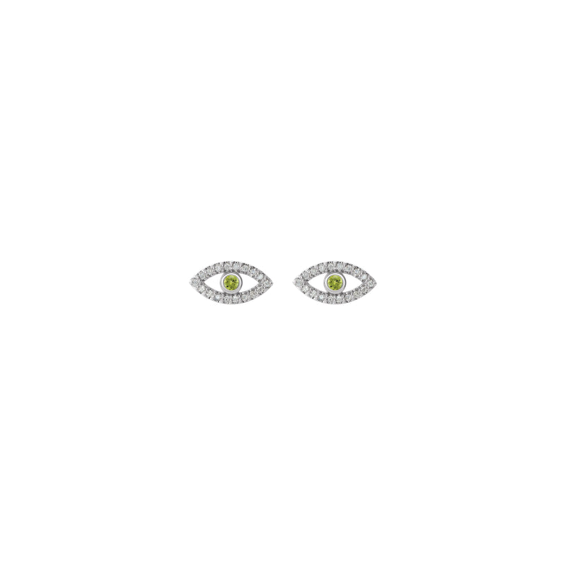 Peridot and White Sapphire Evil Eye Stud Earrings