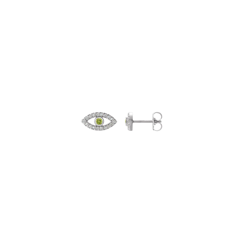 Peridot and White Sapphire Evil Eye Stud Earrings