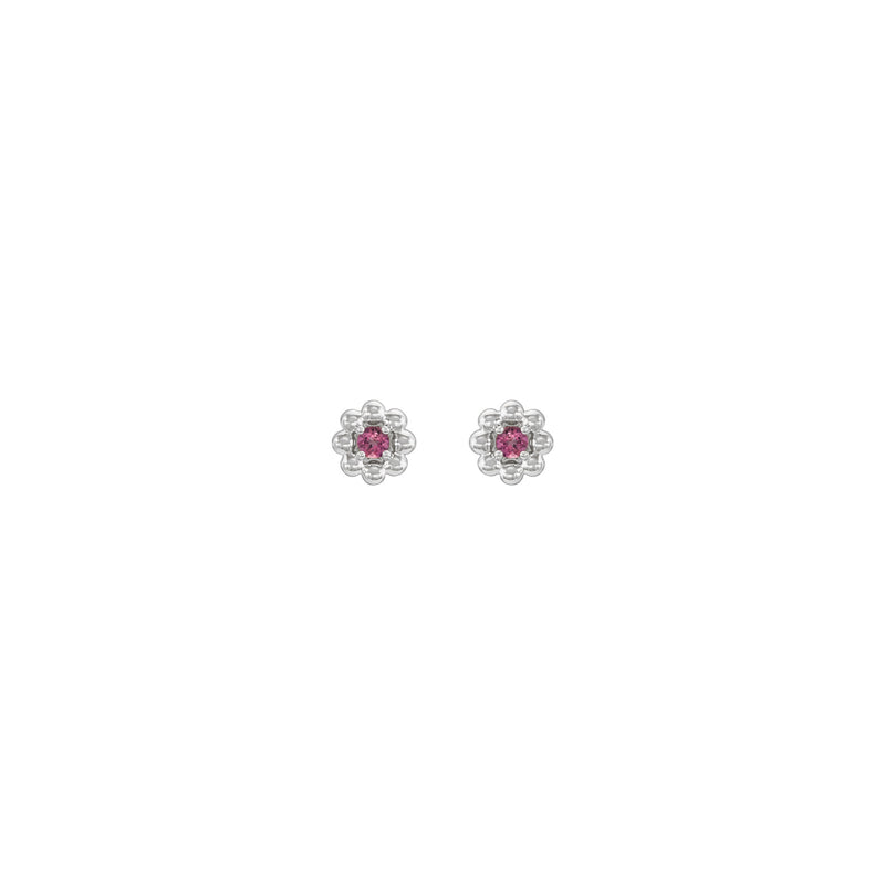 Pink Tourmaline Petite Flower Stud Earrings