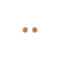 Round Citrine Beaded Cushion Setting Earrings