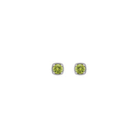 Round Peridot Beaded Cushion Setting Earrings