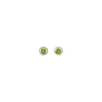 Natural Peridot Bezel Stud Earrings (14K)