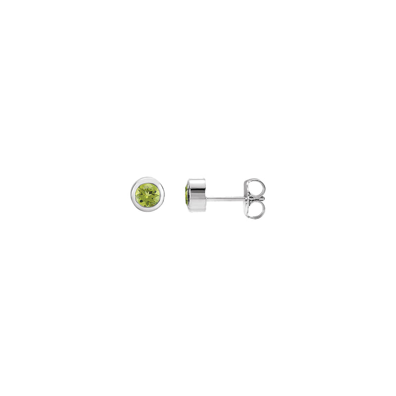 Natural Peridot Bezel Stud Earrings (14K)