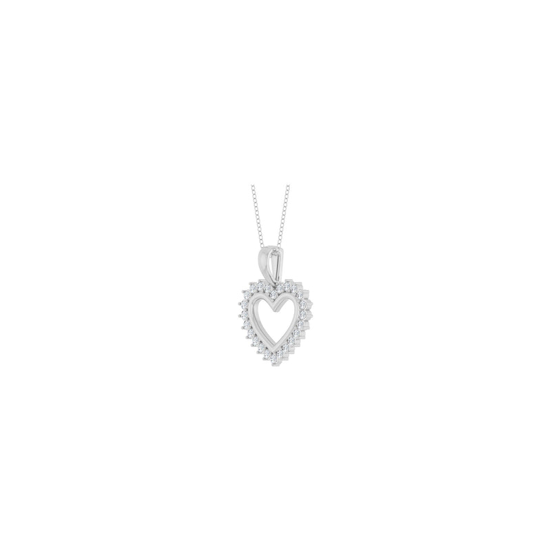 White Diamond Halo Heart Outline Necklace