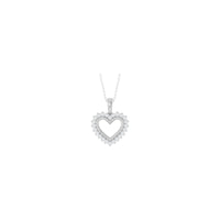 White Diamond Halo Heart Outline Necklace