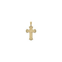 2D Filigree Center Block Cross Pendant (14K)