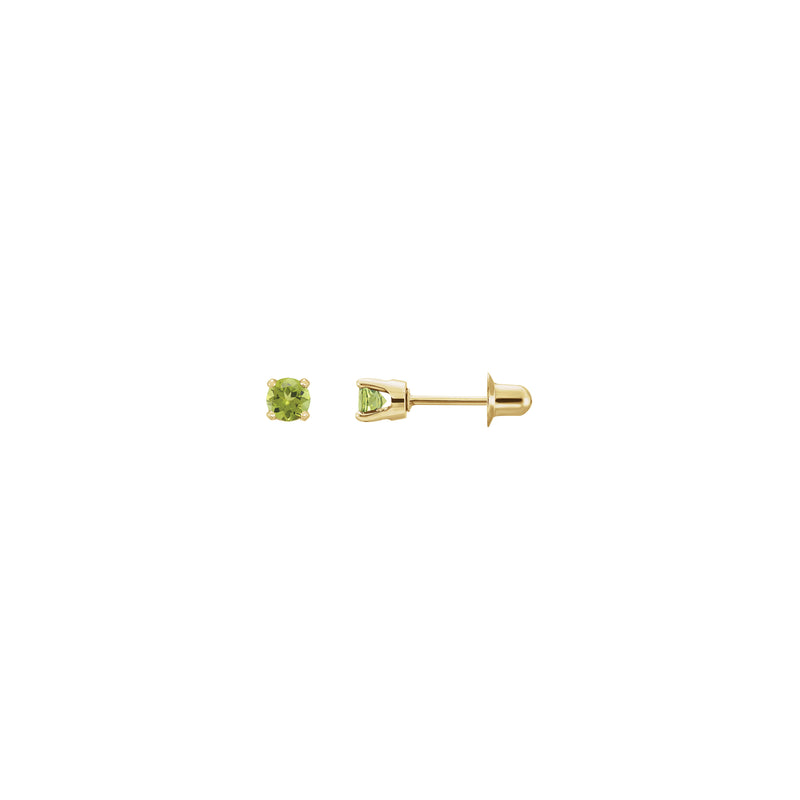 3 mm Round Natural Peridot Stud Earrings (14K)