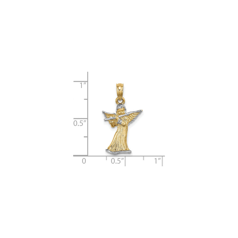 3D Angel Playing Flute Pendant (14K)