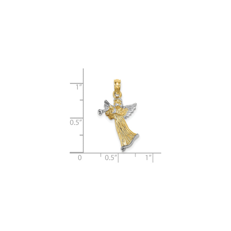 3D Angel Playing Trumpet Pendant (14K)