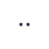 3.5 mm Round Blue Sapphire and Diamond Halo Stud Earrings