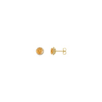 3.5 mm Round Citrine and Diamond Halo Stud Earrings