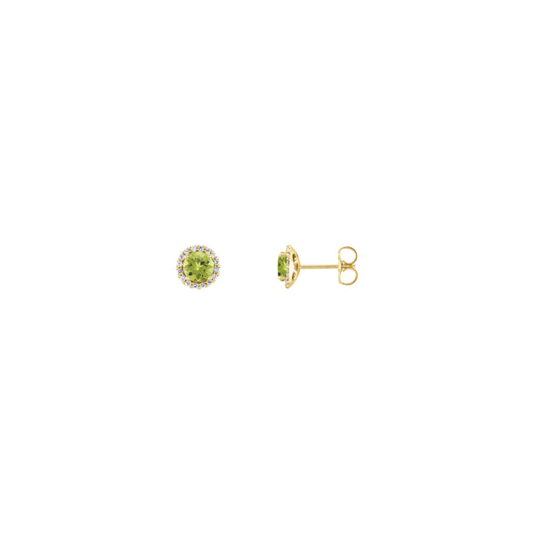 3.5 mm Round Peridot and Diamond Halo Stud Earrings