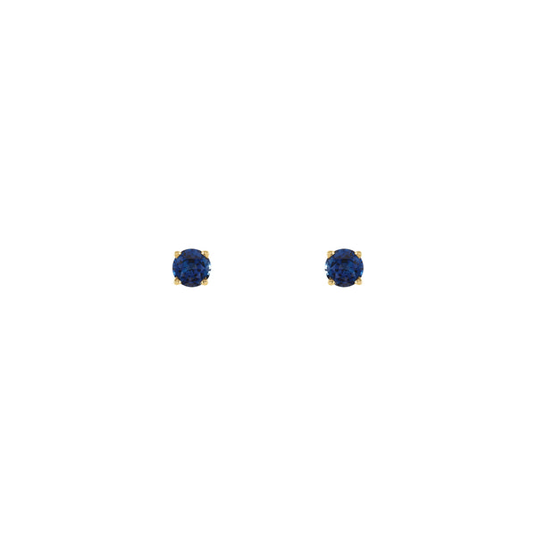 4 mm Round Natural Blue Sapphire Solitaire Stud Earrings (14K)