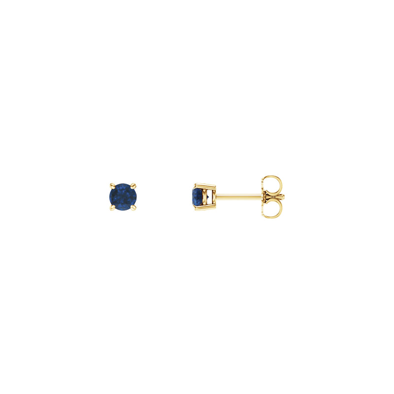 4 mm Round Natural Blue Sapphire Solitaire Stud Earrings (14K)