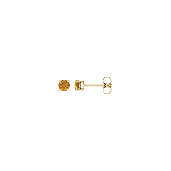 4 mm Round Natural Citrine Solitaire Stud Earrings (14K)