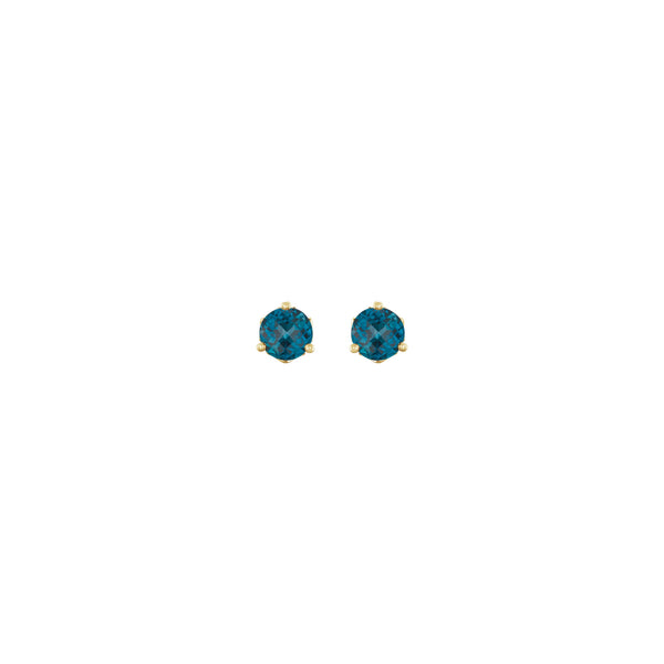 4 mm Round Natural London Blue Topaz Stud Earrings