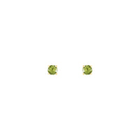 4 mm Round Natural Peridot Solitaire Stud Earrings (14K)