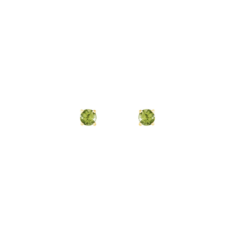 4 mm Round Natural Peridot Solitaire Stud Earrings (14K)