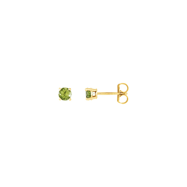 4 mm Round Natural Peridot Solitaire Stud Earrings (14K)