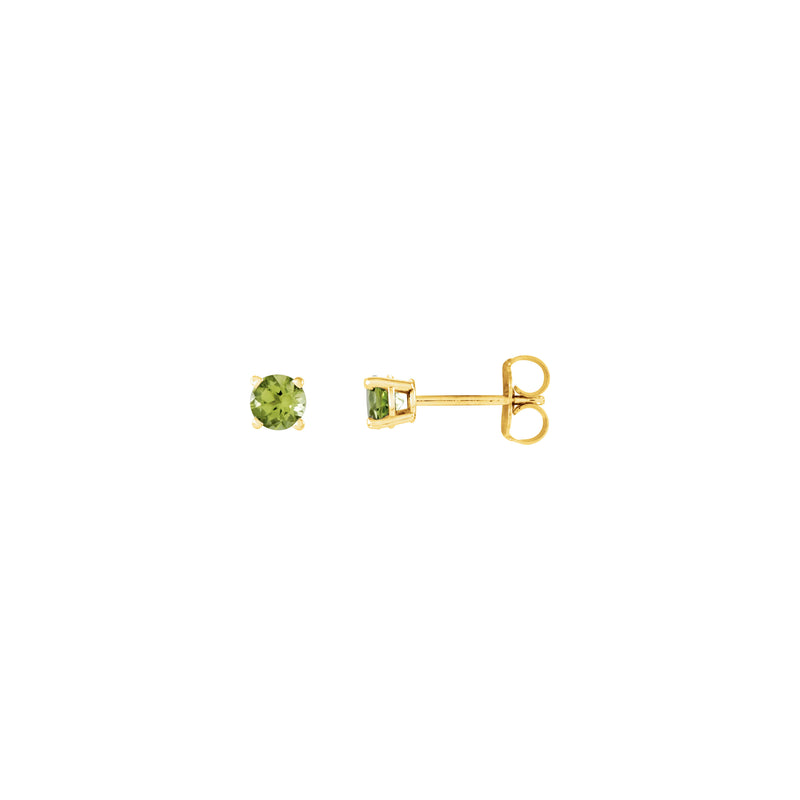 4 mm Round Natural Peridot Solitaire Stud Earrings (14K)