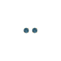 4 mm Round Swiss Blue Topaz 4-Prong Setting Stud Earrings (14K)